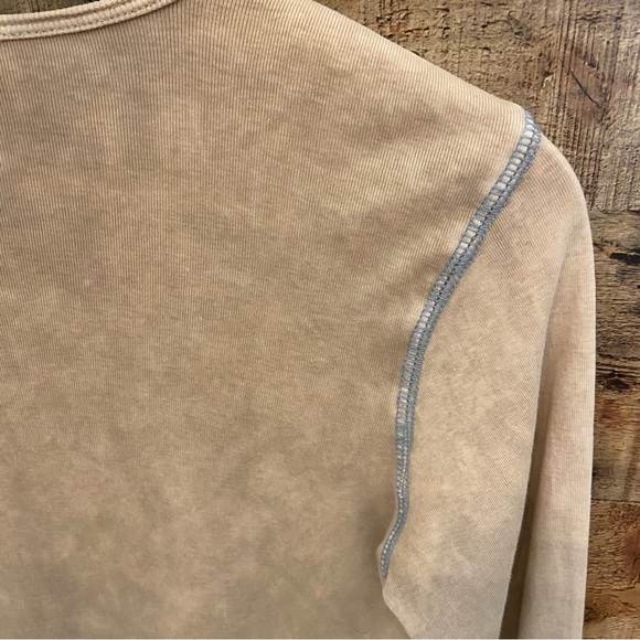 High Sierra Tan Long Sleeve Tee with Reverse Stitching + Delicate Crystals - Picture 7 of 11